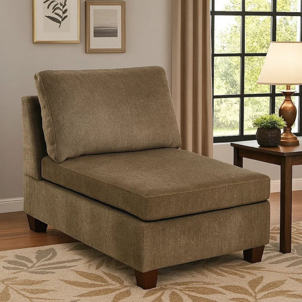 Fabric Armless Chair with Loose Back Pillows, Brown - BM231987