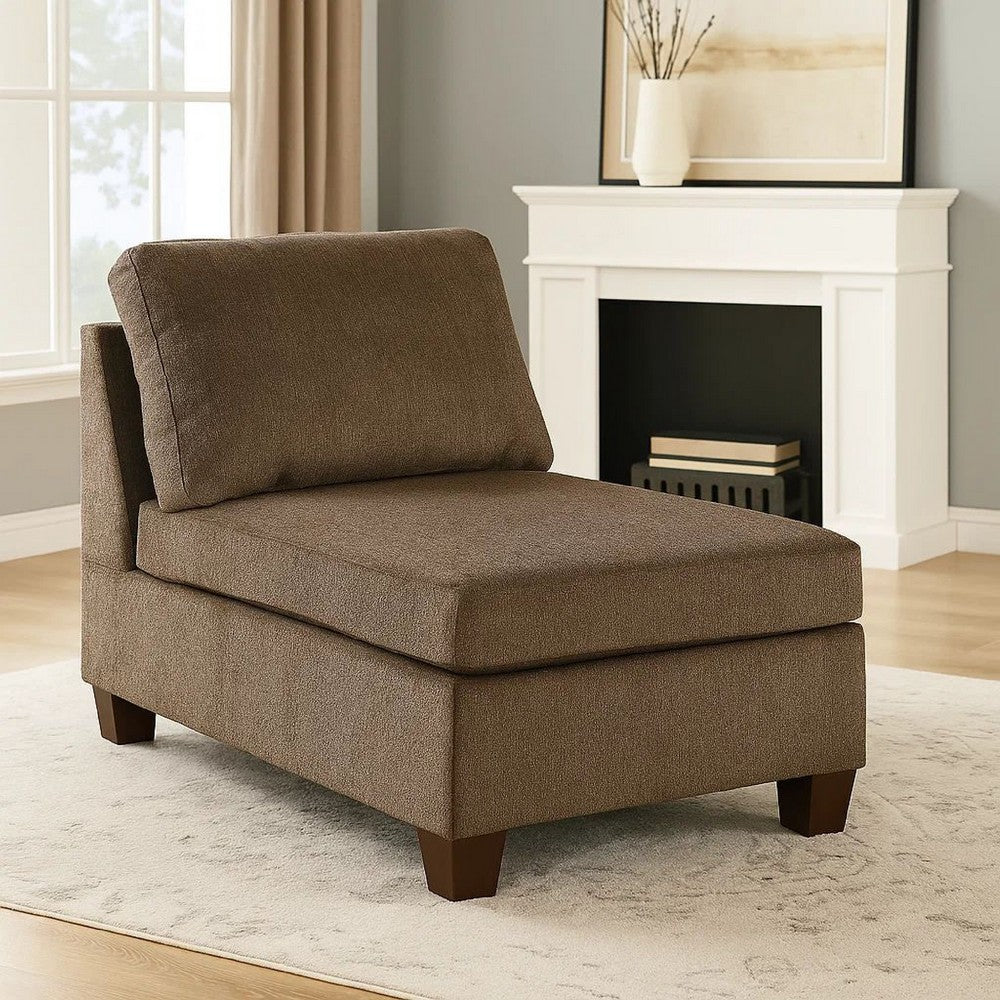 Fabric Armless Chair with Loose Back Pillows, Brown - BM231987