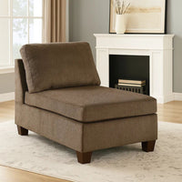 Fabric Armless Chair with Loose Back Pillows, Brown - BM231987
