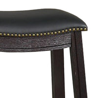 Curved Leatherette Bar Stool with Nailhead Trim, Set of 2, Black - BM232000