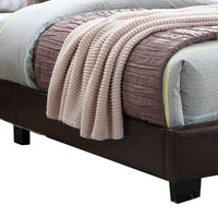Transitional Style Leatherette Twin Bed with Padded Headboard, Dark Brown - BM232004