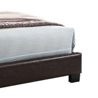 Transitional Style Leatherette Twin Bed with Padded Headboard, Dark Brown - BM232004