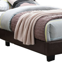 Transitional Style Leatherette Full Bed with Padded Headboard, Dark Brown - BM232005