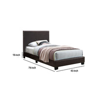Transitional Style Leatherette Full Bed with Padded Headboard, Dark Brown - BM232005