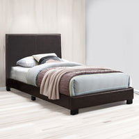 Transitional Style Leatherette Full Bed with Padded Headboard, Dark Brown - BM232005