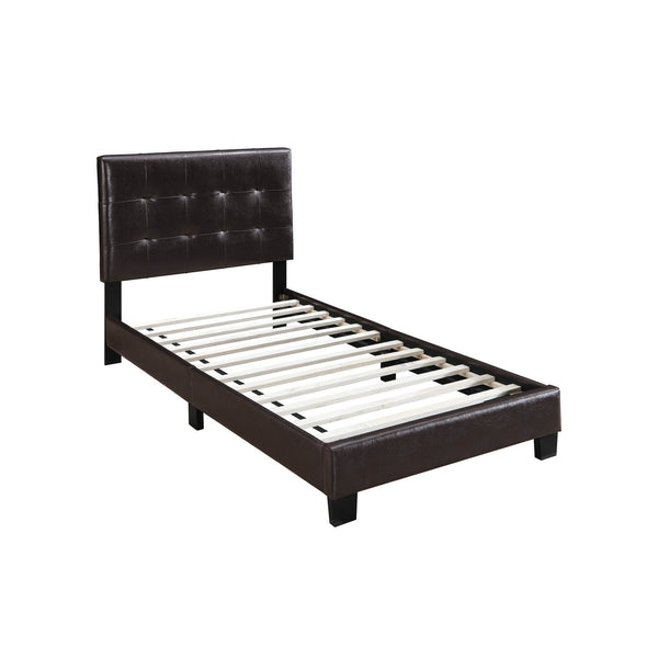 Full Leatherette Bed with Checkered Tufted Headboard, Dark Brown - BM232011