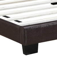 Queen Leatherette Bed with Checkered Tufted Headboard, Dark Brown - BM232012