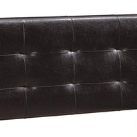 Queen Leatherette Bed with Checkered Tufted Headboard, Dark Brown - BM232012