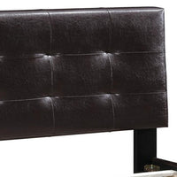 Queen Leatherette Bed with Checkered Tufted Headboard, Dark Brown - BM232012