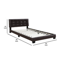 Queen Leatherette Bed with Checkered Tufted Headboard, Dark Brown - BM232012