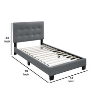 Twin Leatherette Bed with Checkered Tufted Headboard, Gray - BM232013