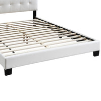 Full Leatherette Bed with Checkered Tufted Headboard, White - BM232017