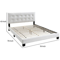 Full Leatherette Bed with Checkered Tufted Headboard, White - BM232017