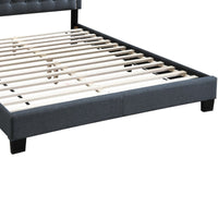 Button Tufted Full Burlap Bed with Curved Headboard, Charcoal Gray - BM232020