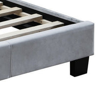 Button Tufted Twin Velvet Bed with Curved Headboard, Gray - BM232025