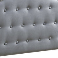 Button Tufted Twin Velvet Bed with Curved Headboard, Gray - BM232025