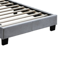 Button Tufted Queen Velvet Bed with Curved Headboard, Gray - BM232027