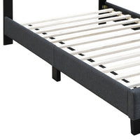 Twin Bed with Button Tufted Scalloped Headboard, Gray - BM232028