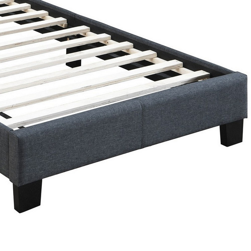 Twin Bed with Button Tufted Scalloped Headboard, Gray - BM232028