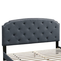 Full Bed with Button Tufted Scalloped Headboard, Gray - BM232029