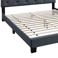 Full Bed with Button Tufted Scalloped Headboard, Gray - BM232029