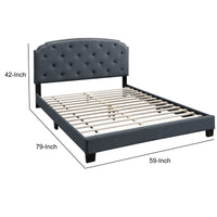 Full Bed with Button Tufted Scalloped Headboard, Gray - BM232029