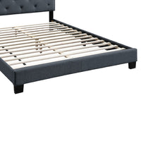 Queen Bed with Button Tufted Scalloped Headboard, Gray - BM232030
