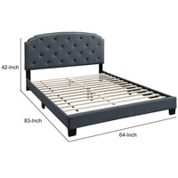 Queen Bed with Button Tufted Scalloped Headboard, Gray - BM232030