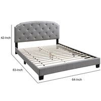 Queen Bed with Button Tufted Scalloped Headboard, Light Gray - BM232033