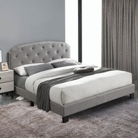 Queen Bed with Button Tufted Scalloped Headboard, Light Gray - BM232033