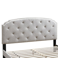 Twin Bed with Button Tufted Scalloped Headboard, Light Brown - BM232034