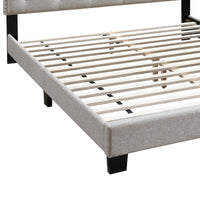 Twin Bed with Button Tufted Scalloped Headboard, Light Brown - BM232034