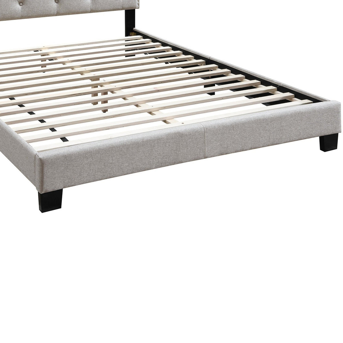 Twin Bed with Button Tufted Scalloped Headboard, Light Brown - BM232034