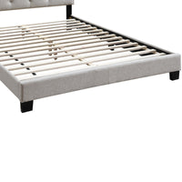 Twin Bed with Button Tufted Scalloped Headboard, Light Brown - BM232034