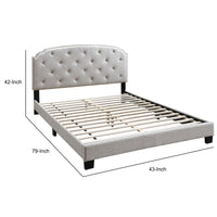 Twin Bed with Button Tufted Scalloped Headboard, Light Brown - BM232034