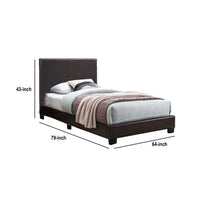 Transitional Style Leatherette Queen Bed with Padded Headboard, Dark Brown - BM232044