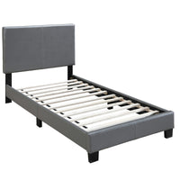 Transitional Style Leatherette Queen Bed with Padded Headboard, Gray - BM232045