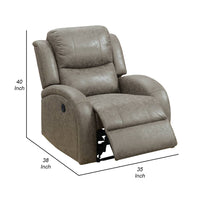 40 Inch Vegan Faux Leather Power Recliner with USB Port, Stone Gray - BM232056