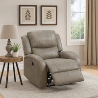 40 Inch Vegan Faux Leather Power Recliner with USB Port, Stone Gray - BM232056