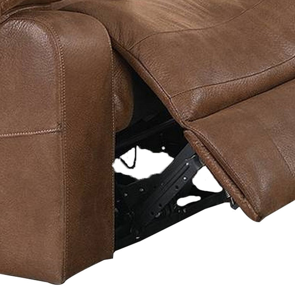 41 Inch leatherette Reclining Chair with USB Port, Brown - BM232082