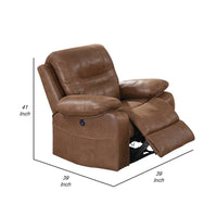 41 Inch leatherette Reclining Chair with USB Port, Brown - BM232082