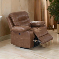 41 Inch leatherette Reclining Chair with USB Port, Brown - BM232082