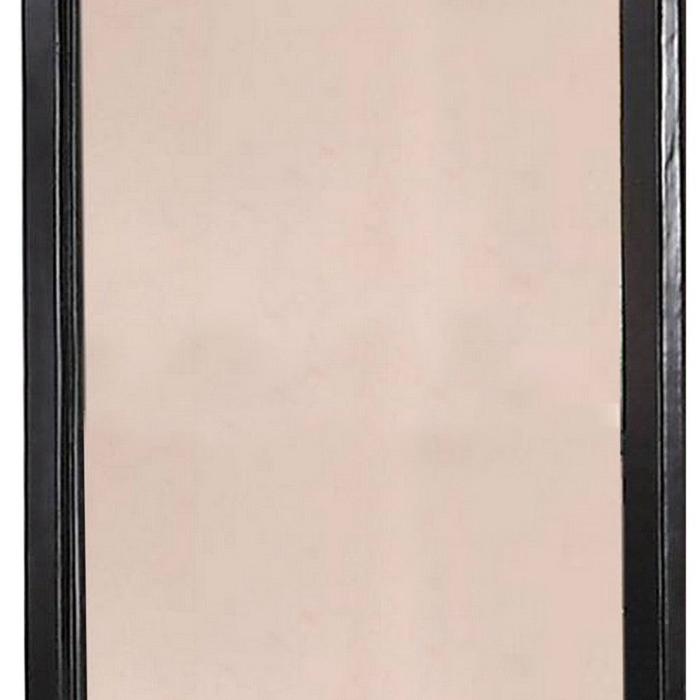 36 Inches Rectangular Wood Encased Mirror, Black - BM232102