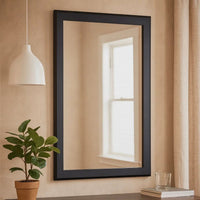 36 Inches Rectangular Wood Encased Mirror, Black - BM232102