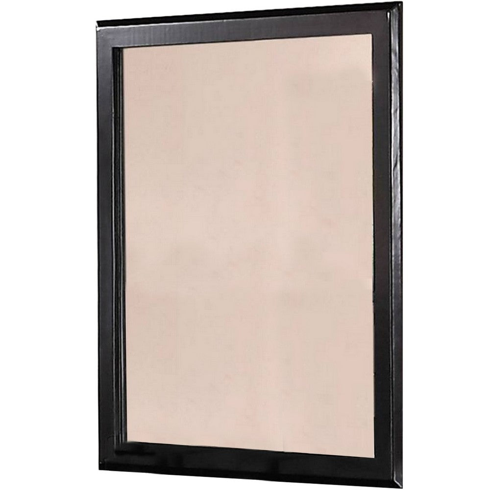 36 Inches Rectangular Wood Encased Mirror, Black - BM232102