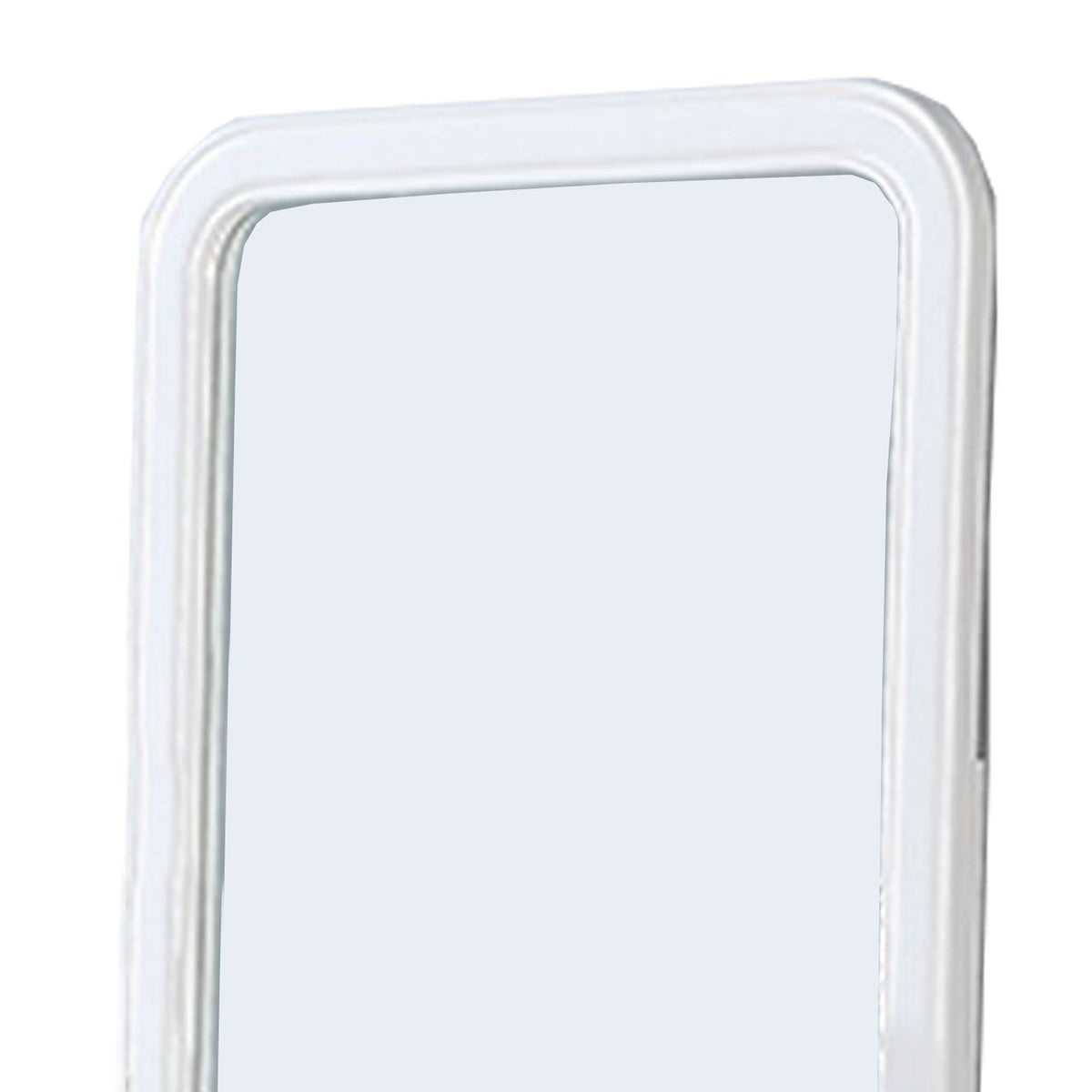 37 Inches Wooden Mirror with Curved Edges, White - BM232117
