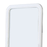 37 Inches Wooden Mirror with Curved Edges, White - BM232117