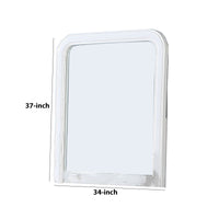 37 Inches Wooden Mirror with Curved Edges, White - BM232117