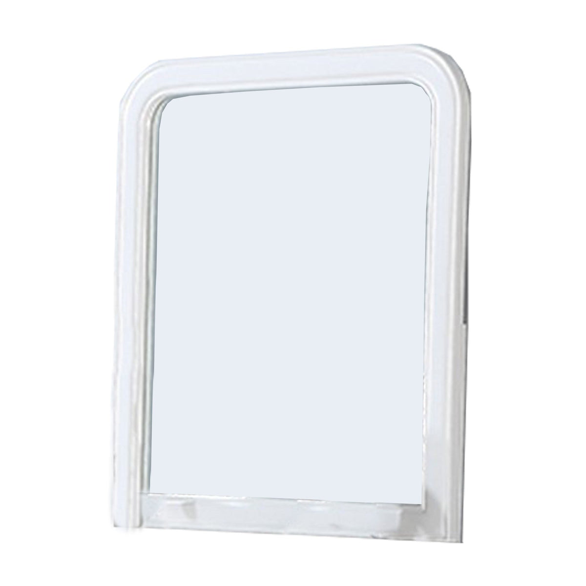 37 Inches Wooden Mirror with Curved Edges, White - BM232117