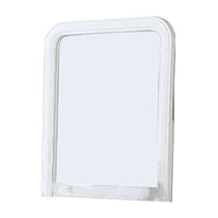 37 Inches Wooden Mirror with Curved Edges, White - BM232117